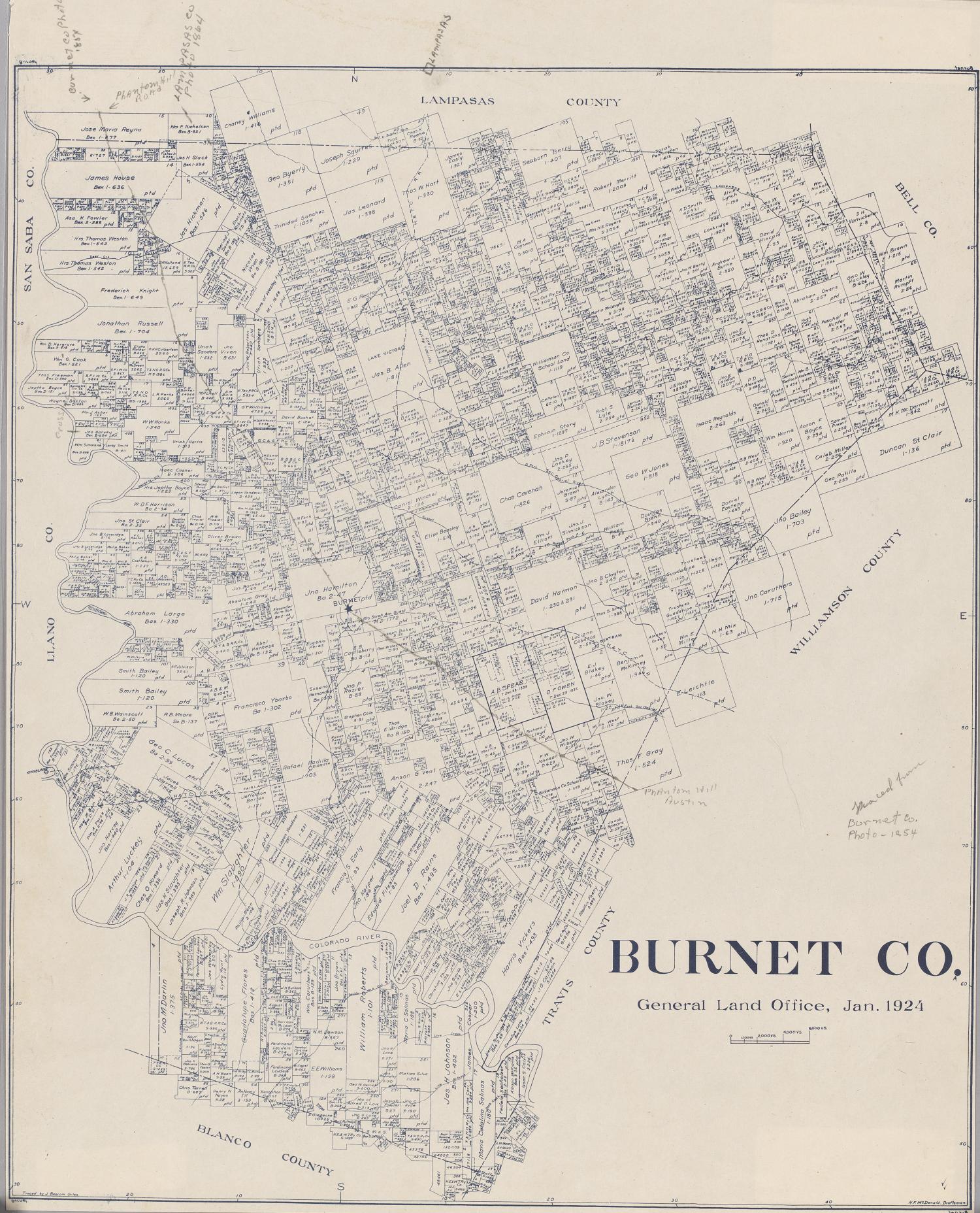 Map of Burnet County, 1924